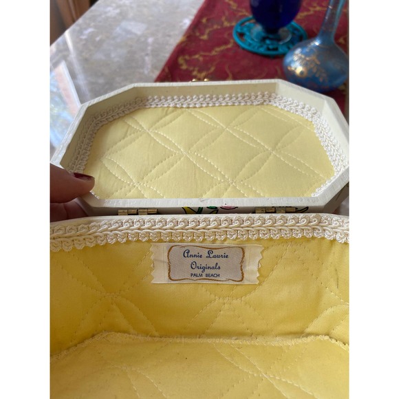 Vintage 1960s 70s Hand Painted Decoupage Box Purse Signed Annie Laurie - Picture 7 of 7